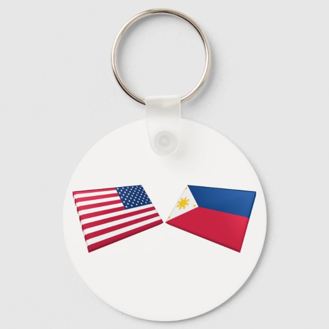 US & Philippines Flags Keychain (Front)