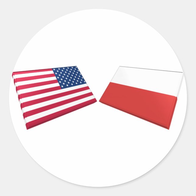US & Poland Flags Classic Round Sticker (Front)