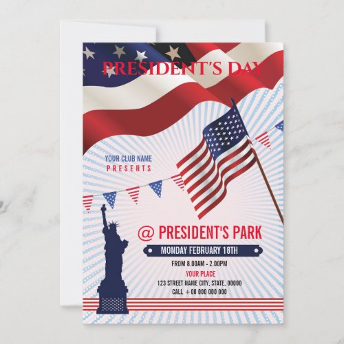 Us President Day Flyer Invitation