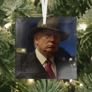 US President Donald Trump Godfather Christmas Glass Ornament