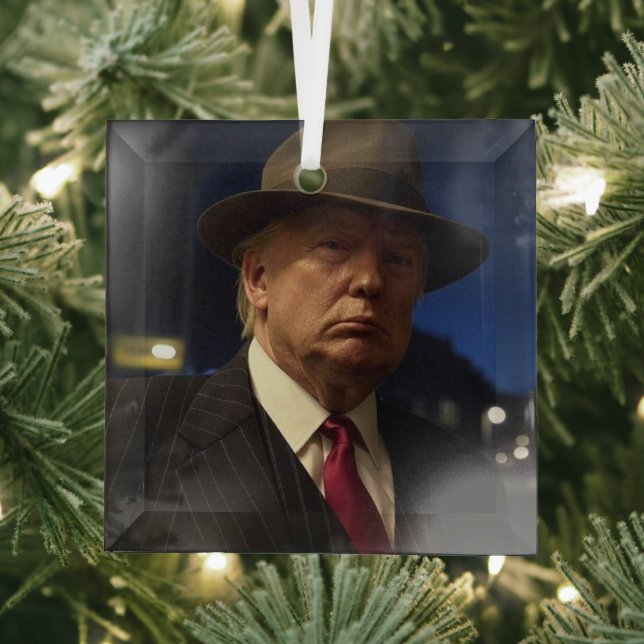 US President Donald Trump Godfather Christmas Glass Ornament (Insitu)