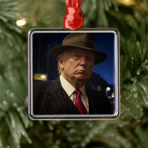 US President Donald Trump Godfather Christmas Metal Ornament
