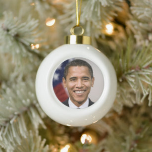 US President Elect Barack Obama  Ceramic Ball Christmas Ornament