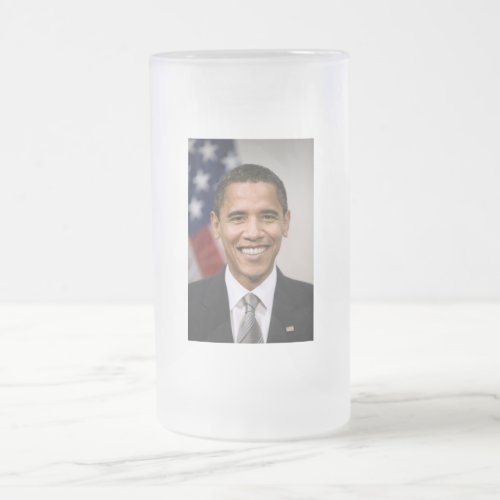 US President Elect Barack Obama  Frosted Glass Beer Mug
