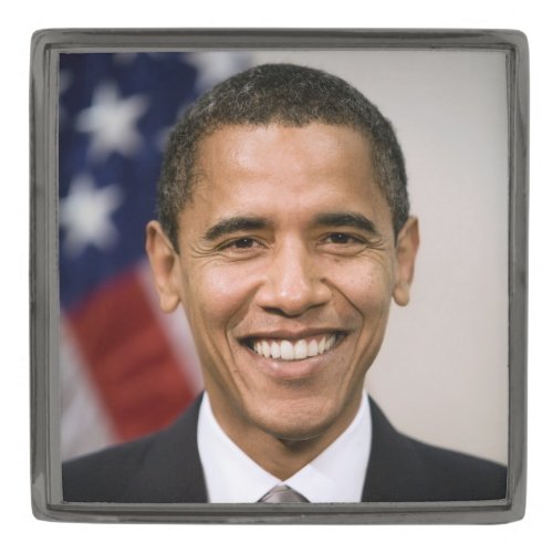 US President Elect Barack Obama  Gunmetal Finish Lapel Pin