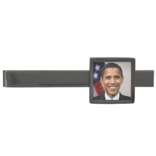 US President Elect Barack Obama  Gunmetal Finish Tie Bar