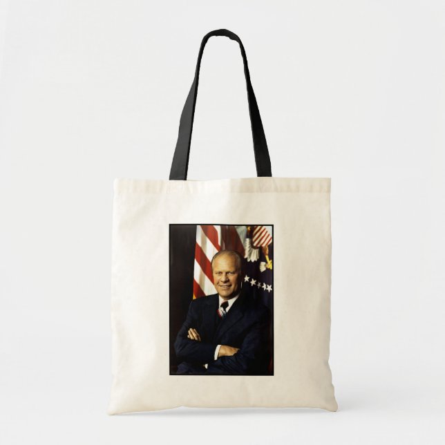 US President Gerald Rudolph Ford "Jerry" Portrait Tote Bag (Front)