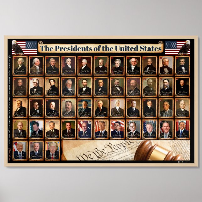 US Presidents: Featuring Donald Trump Framed Art (Framed Front)