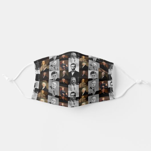 US Presidents Plus Hamilton and Franklin History Adult Cloth Face Mask (Front, Unfolded)