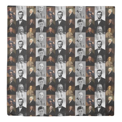 US Presidents Plus Hamilton and Franklin History Duvet Cover