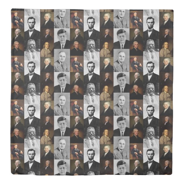 US Presidents Plus Hamilton and Franklin History Duvet Cover (Front)