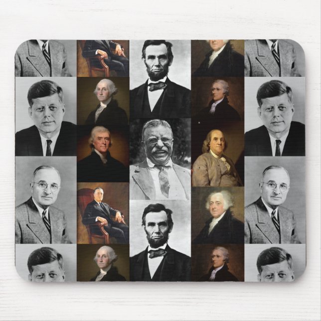 US Presidents Plus Hamilton and Franklin History Mouse Pad (Front)