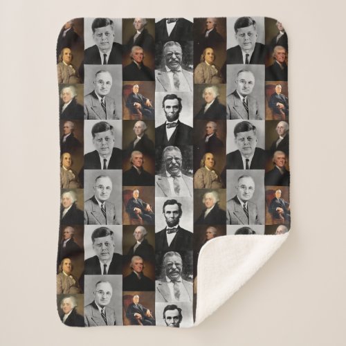 US Presidents Plus Hamilton and Franklin History Sherpa Blanket