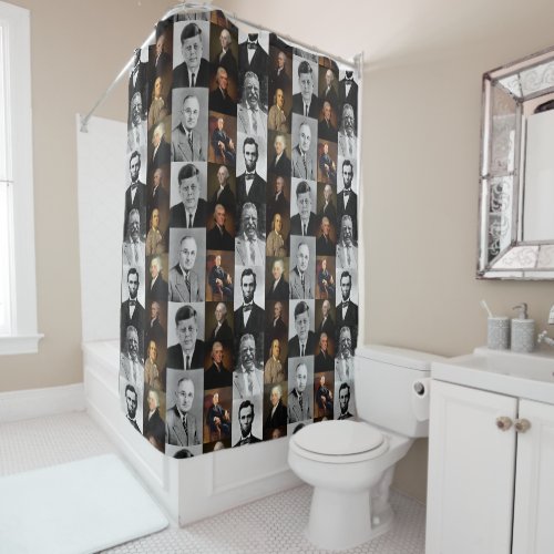 US Presidents Plus Hamilton and Franklin History Shower Curtain