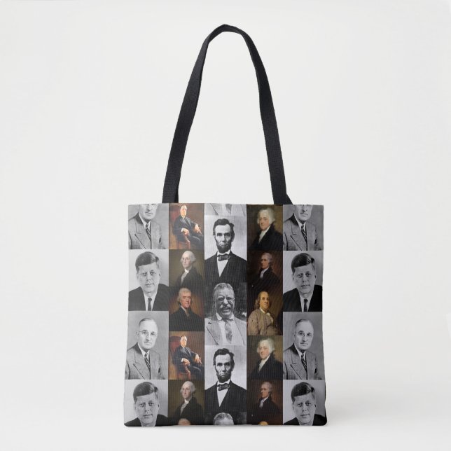 US Presidents Plus Hamilton and Franklin History Tote Bag (Front)