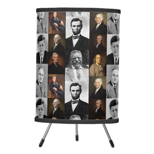 US Presidents Plus Hamilton and Franklin History Tripod Lamp