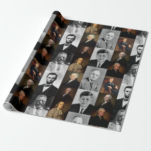 US Presidents Plus Hamilton and Franklin History Wrapping Paper
