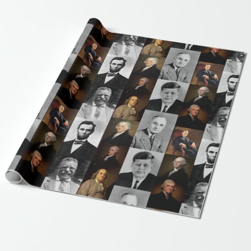 US Presidents Plus Hamilton and Franklin History Wrapping Paper