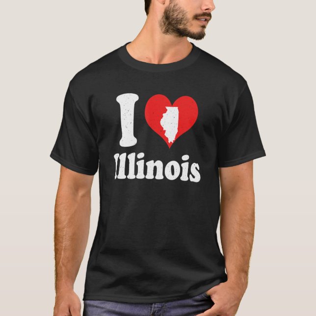 US Proud Citizen America Love State I Heart Illino T-Shirt (Front)