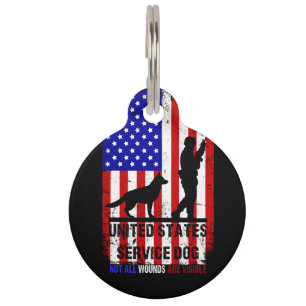 US PTSD Not All Wounds Are Visible Service Dog Pet ID Tag