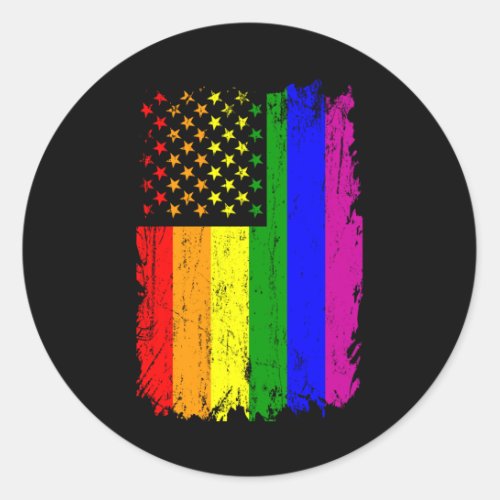 US RAINBOW FLAG LGBT Pride Month LGBTQ Rainbow Classic Round Sticker