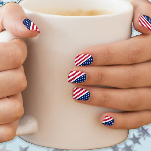 US Red Blue White Stars Stripes Flag Nail Art Wrap