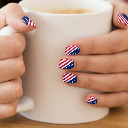 US Red Blue White Stars Stripes Flag Nail Art Wrap