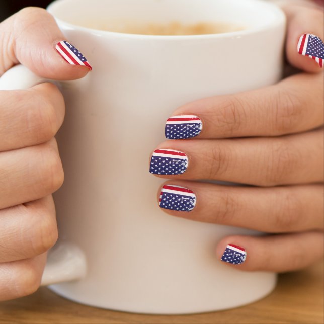 US Red Blue White Stars Stripes Flag Nail Art Wrap (Insitu - Mug)