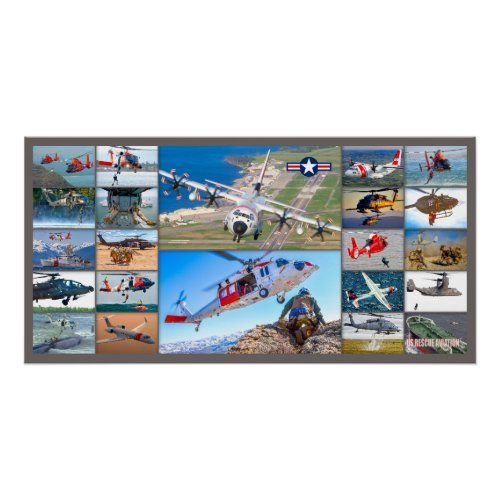 US RESCUE AVIATION MONTAGE POSTER