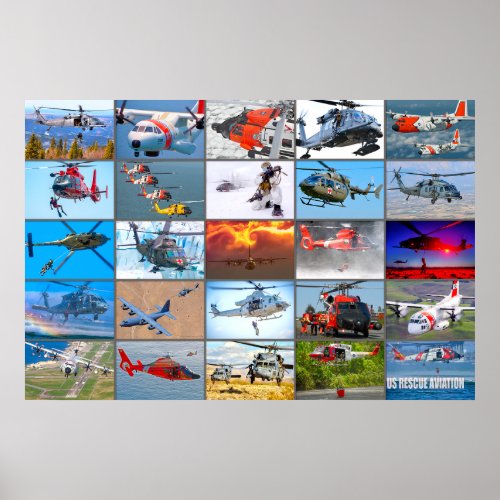 US RESCUE AVIATION MONTAGE POSTER
