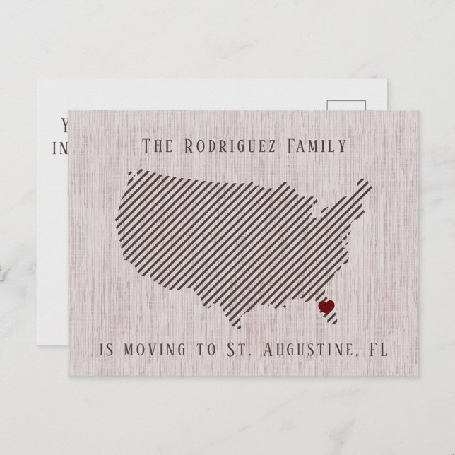 US Rose Linen and Heart Moving Announcement (Front/Back)