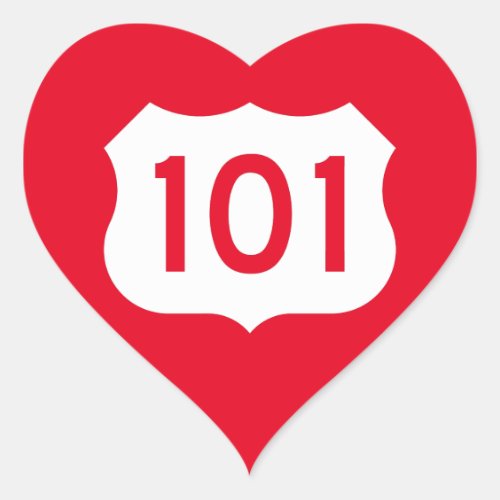 US Route 101 Sign Heart Sticker