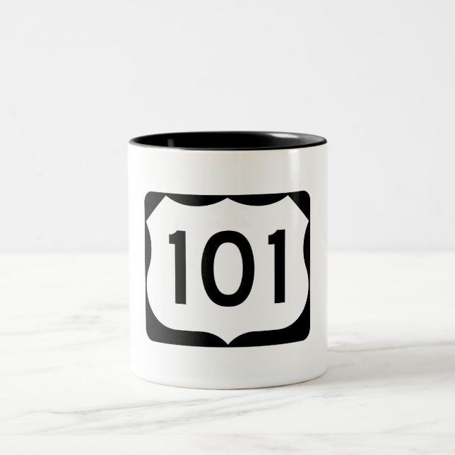 US Route 101 Sign Two-Tone Coffee Mug (Center)
