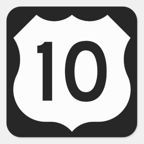 US Route 10 Sign Square Sticker