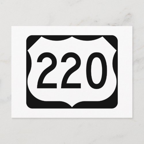 US Route 220 Sign Postcard