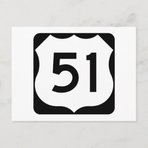 US Route 51 Sign Postcard