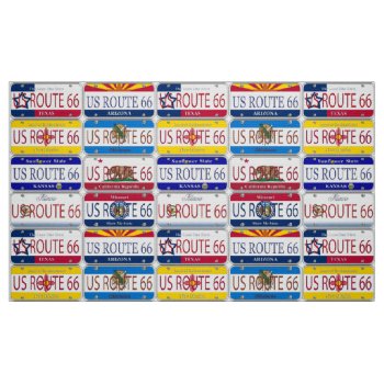 Us Route 66 All 8 States Vanity Plates Fabric by KitzmanDesignStudio at Zazzle