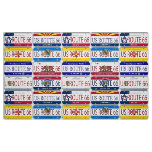 US ROUTE 66 All 8 States Vanity Plates Fabric