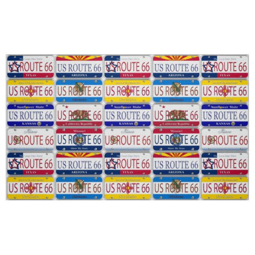 US ROUTE 66 All 8 States Vanity Plates Fabric