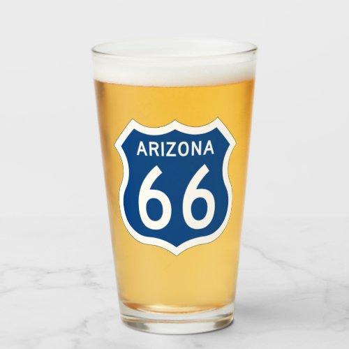 US Route 66 Arizona  Pint Drinking Glass