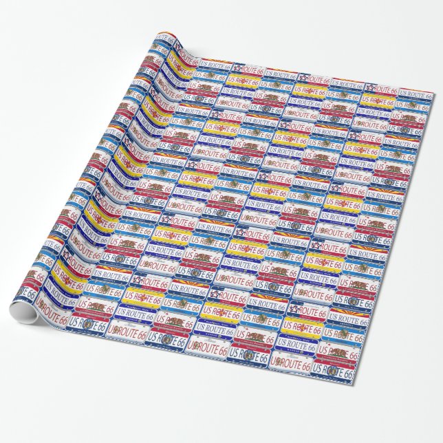 US ROUTE 66 License Plates Wrapping Paper (Unrolled)