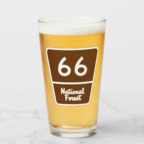US Route 66 National Forest  Pint Drinking Glass