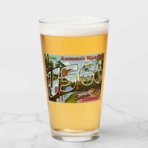US Route 66 Pint Drinking Glass