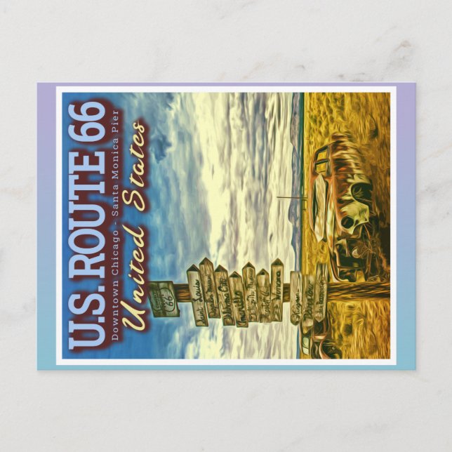 US ROUTE 66 - THE MOST FAMOUS ROADS IN THE USA POSTCARD (Front)