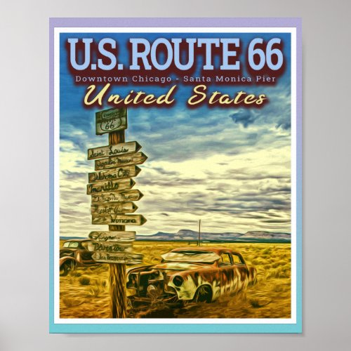 US ROUTE 66 _ THE MOST FAMOUS ROADS IN THE USA POSTER