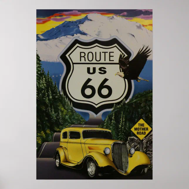 US Route 66 Vintage Poster | Zazzle