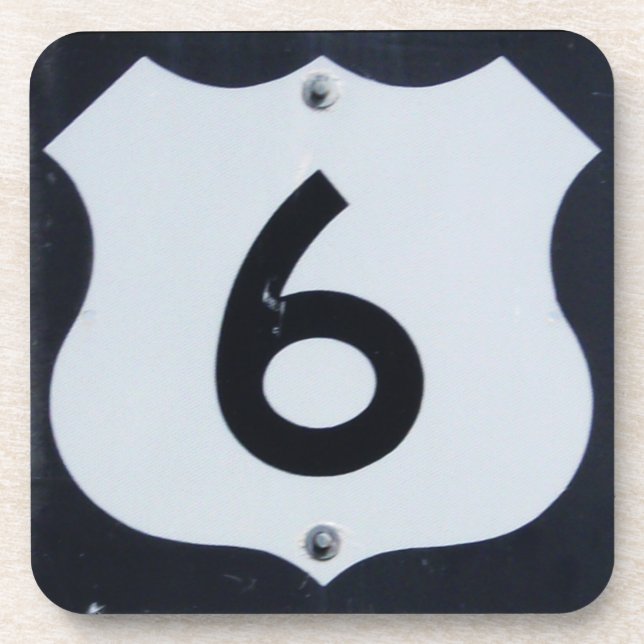 US Route 6 Highway Sign Coasters (Front)
