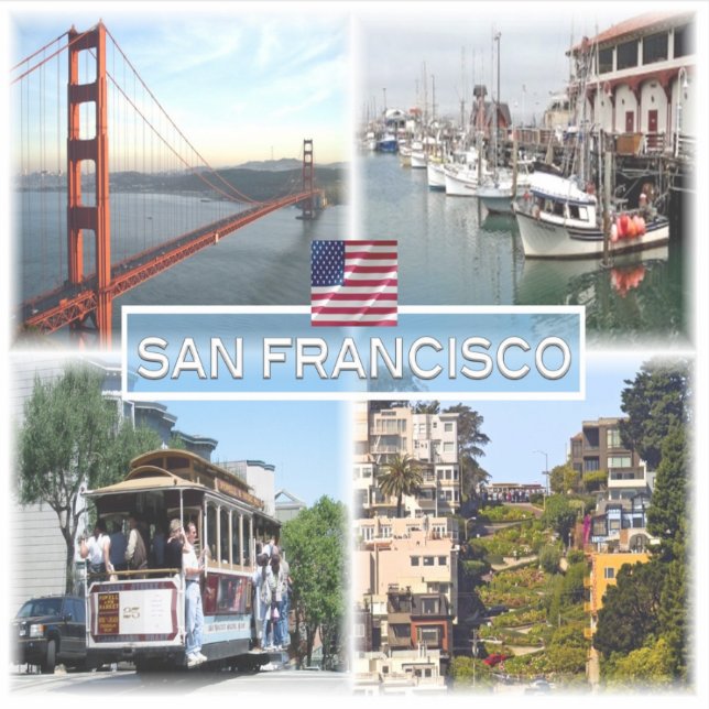 US San Francisco - Golden Gate Bridge - Cable Car. Sticker (Front)