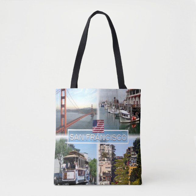 US San Francisco - Golden Gate Bridge - Cable Car. Tote Bag (Front)
