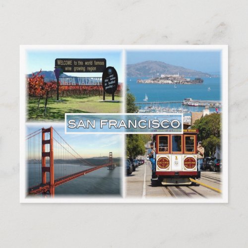 US San Francisco _ Napa Valley Golden Gate Bridge Postcard